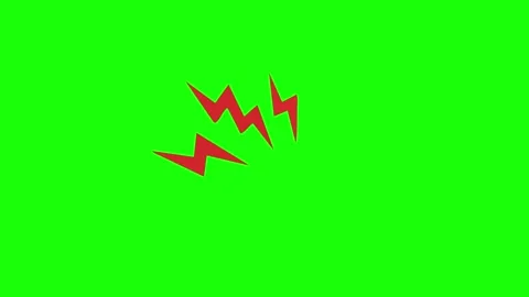 Lightning bolt animated flashing red electric spark energy strike on chroma.. Stock Footage 343774098