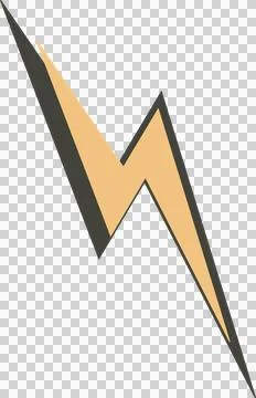 Lightning bolt is appearing in beige flat design with gray shadow on transparent Stock Illustration