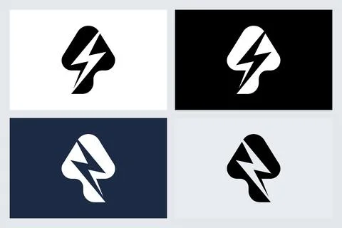 Lightning Bolt Arrow Minimalist Logo Set Illustrazione stock