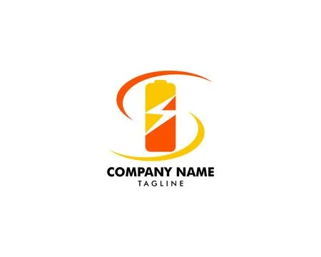 Lightning bolt battery recharge logo design Stock Illustration