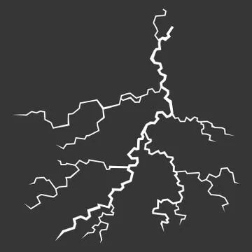 Lightning Bolt on Black Background. Thunderbolt. Vector Stock Illustration