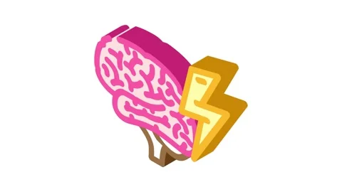 Lightning bolt brainstorm isometric icon animation Stock Footage 327283359