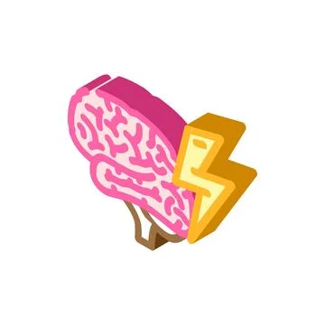 Lightning bolt brainstorm isometric icon vector illustration Ilustración de archivo