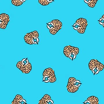 Lightning bolt brainstorm vector seamless pattern Stock Illustration