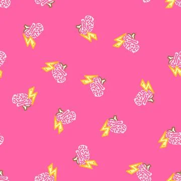 Lightning bolt brainstorm vector seamless pattern Stock Illustration