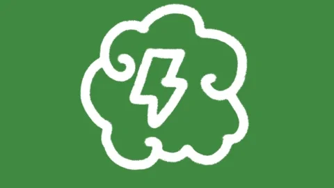 Lightning bolt brainstorming cloud hand-drawn cartoon graphic with chalk outline Stock Footage 339304086