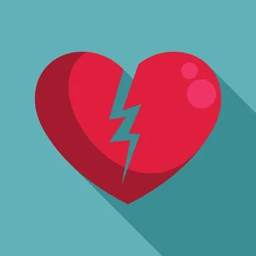 Lightning bolt breaking red heart representing heartbreak and divorce Illustrazione stock
