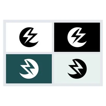 Lightning Bolt Circle Logo Icon Design Set Illustrazione stock