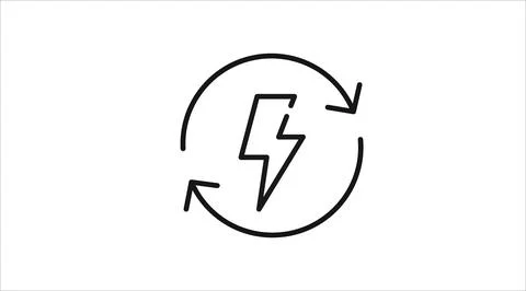 Lightning bolt with circular recycling arrows vector icon Stock Illustration
