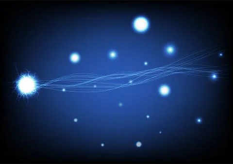 Lightning bolt with curve lines and particles sparkle molecules technology Stock Illustration