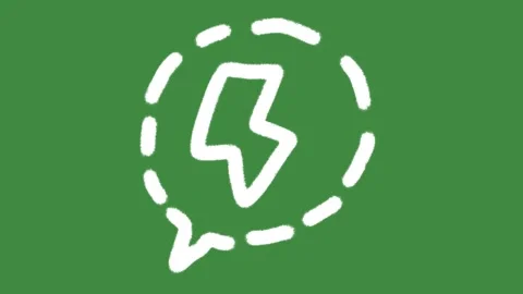 Lightning bolt dashed speech bubble hand-drawn cartoon graphic with chalk icon Stock Footage 339513491