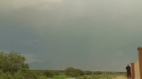 Lightning bolt from desert thunderstorm Stock Footage 360660