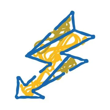 Lightning bolt doodle drawing electric power concept Stock Illustration