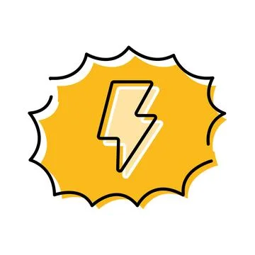 Lightning bolt energy icon in comic speech bubble Illustrazione stock
