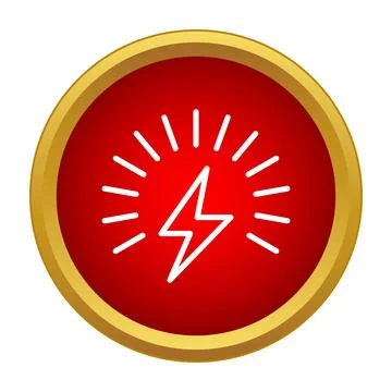 Lightning bolt energy icon in red circle Stock Illustration