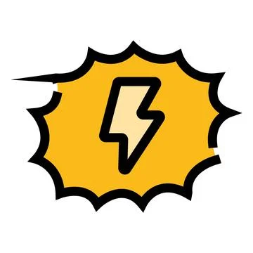 Lightning bolt exploding charge in yellow comic bubble Stock Illustration