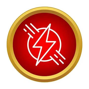 Lightning bolt fast speed power icon button Stock Illustration