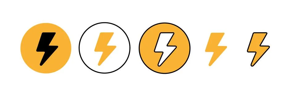 Lightning bolt, Flash electric, Thunderbolt icon symbol signs Stock Illustration