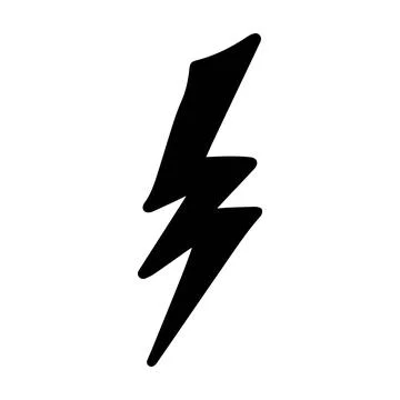 Lightning bolt hand drawn icon for thunderstorm electricity power energy fl.. Stock Illustration