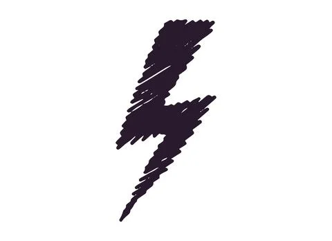 Lightning Bolt Hand Drawn Scribble Doodle Isolated on White Background Stock-Illustration