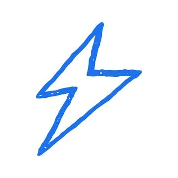 A lightning bolt, a hand drawn vector illustration. Whimsical doodle symbol o 스톡 일러스트