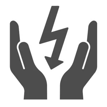 Lightning bolt in hands solid icon. Save electricity vector illustration 스톡 일러스트