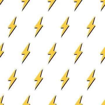 Lightning bolt horizontal seamless pattern. Repeated texture on white background Stock Illustration
