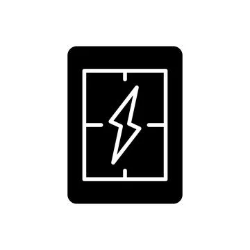 Lightning Bolt Icon on Black Background for Energy Symbol Representation 스톡 일러스트