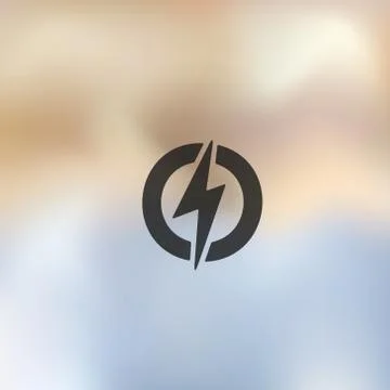 Lightning bolt icon on blurred background Illustrazione stock