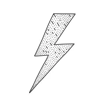 Lightning bolt icon in doodle style. Vector illustration for web design isola Stock Illustration