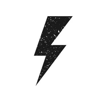 Lightning bolt icon with grunge texture isolated on white background. Vintage Stock Illustration