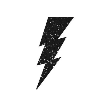 Lightning bolt icon with grunge texture isolated on white background. Vintage Stock Illustration