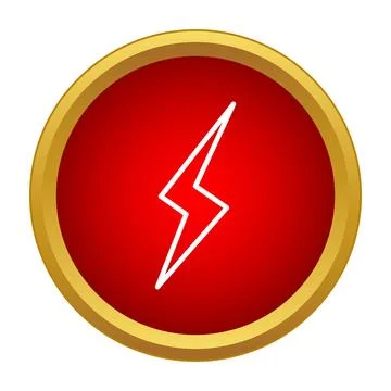 Lightning bolt icon on red and gold button Stock Illustration