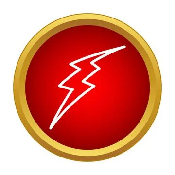 Lightning bolt icon on a red button concept Ilustración de archivo