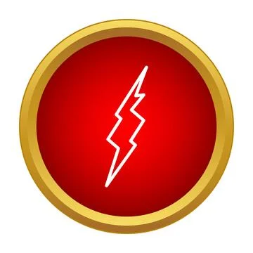 Lightning bolt icon on red gold button Stock Illustration