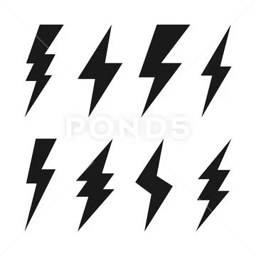 Lightning bolt icons collection. Flash symbol, thunderbolt. Simple ...