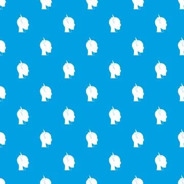 Lightning bolt inside head pattern seamless blue Stock Illustration