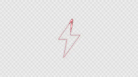 Lightning Bolt Neon Sign Icon Light Sweep, Seamless Loop, Red Alpha 4K Stock Footage 340547040