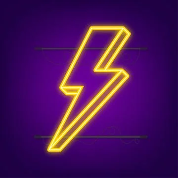 Lightning bolt neon. Thunder bolt, lighting strike expertise. Vector Stock Illustration