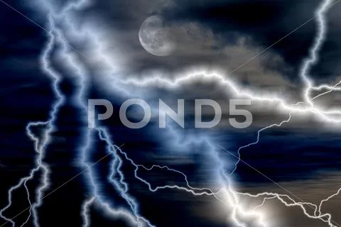 Lightning bolt at night - illustration Stock Illustration