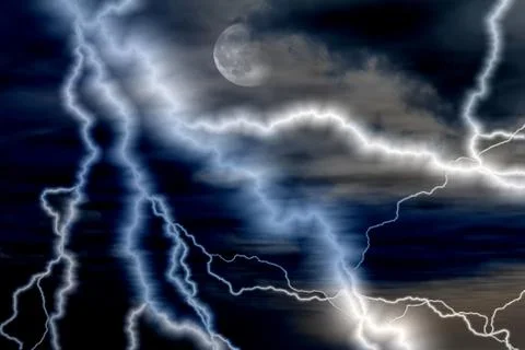 Lightning bolt at night - illustration Illustrazione stock