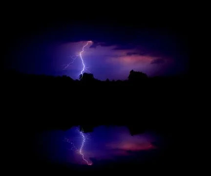 Lightning bolt at night Stock Photos