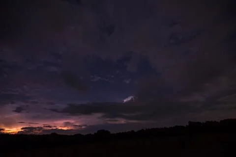 Lightning bolt at night Stock Photos