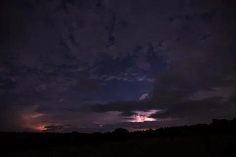Lightning bolt at night Stock Photos
