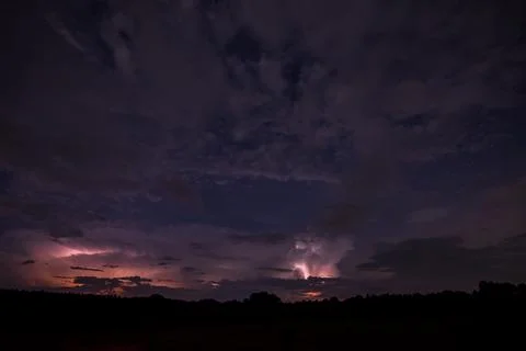 Lightning bolt at night Stock Photos