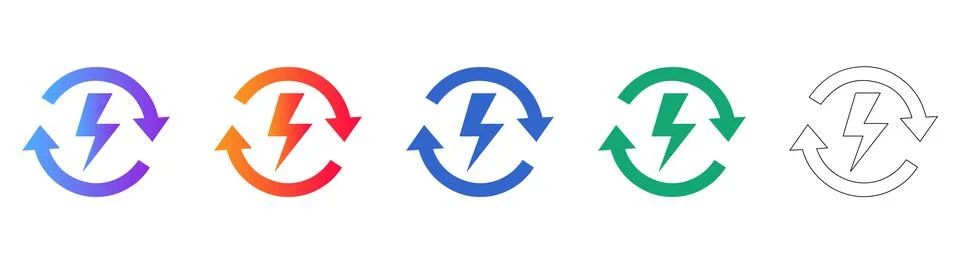 Lightning Bolt Refresh Symbol Icon Set Stockillustratie