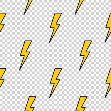 Lightning bolt, seamless pattern in flat style Stock Illustration