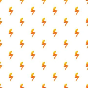 Lightning bolt seamless pattern with orange and yellow shapes Stock Illustration