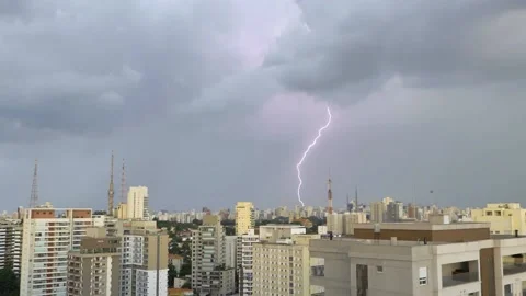 Lightning bolt sequence in Sao Paulo during a storm Stock Footage 171430110