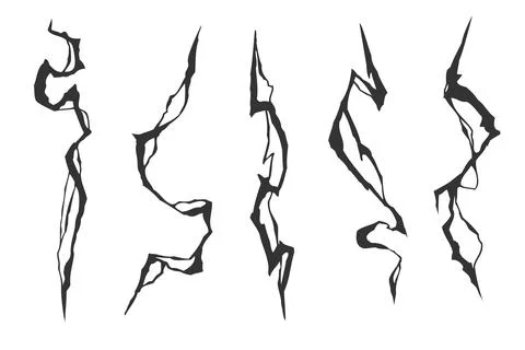 Lightning bolt shapes with sharp and jagged edges. Energy, power, and impac.. Stock Illustration